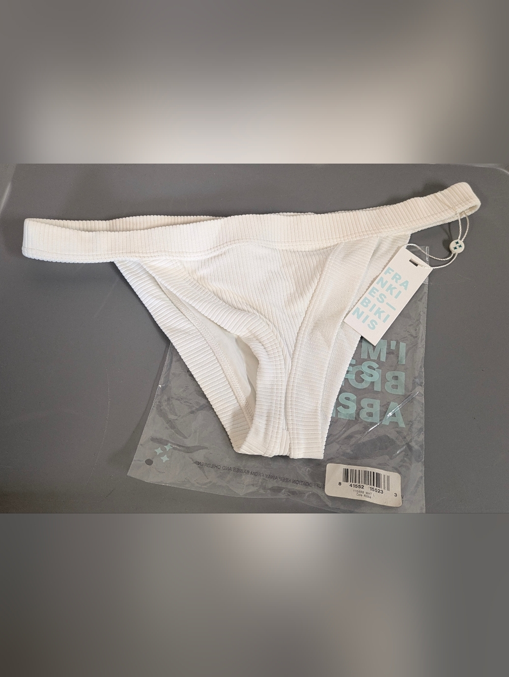 Frankie's Bikinis White Ribbed Cole Bikini Bottom
